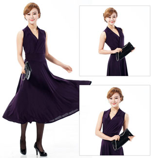 Purple Long Semi Formal Modest Dresses with Sleeves